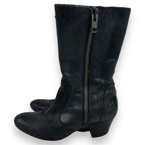 Born Black Leather Heeled Boots 6.5